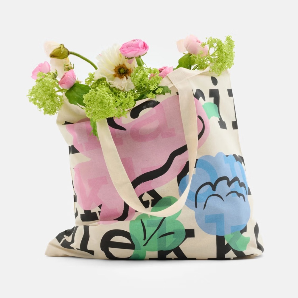 Marimekko Cream Tote with Pink and Blue Accents
